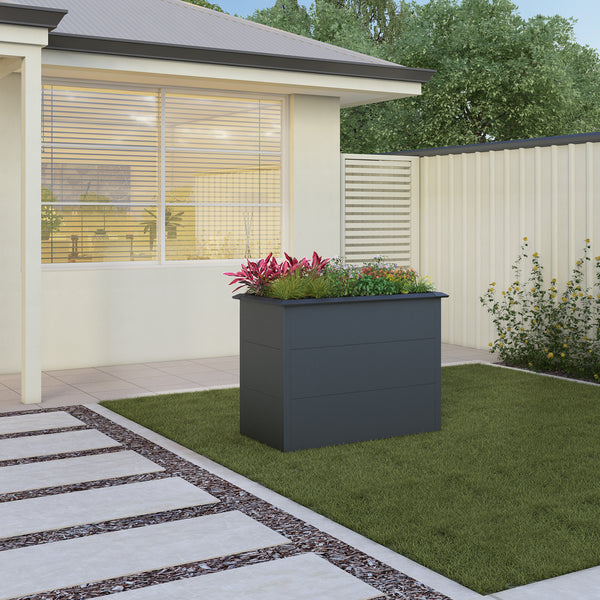 Hochbeet 100×50×77 cm Anthrazit mit Schneckenschutzkante