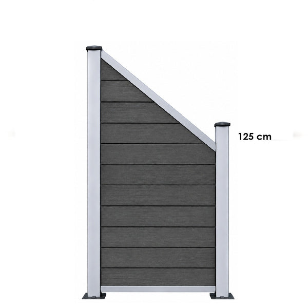 Coex Schrägelement Brillant B: 180cm H: 90cm oder H: 120cm mit kurzen Aluminium Pfosten