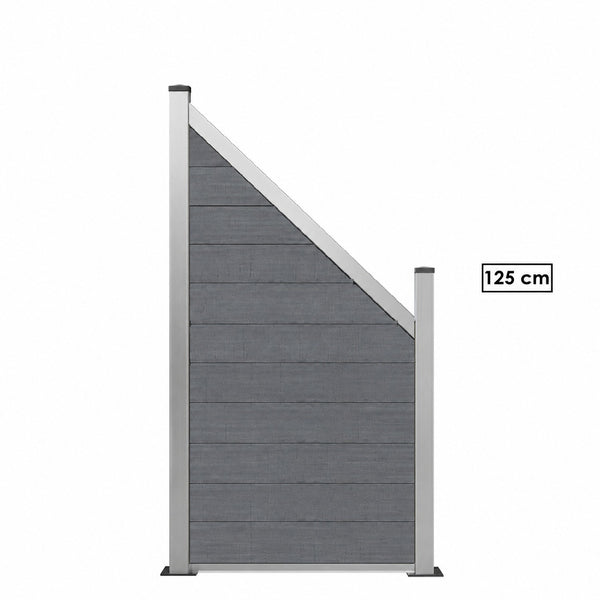 WPC Schrägelement Eleganz B: 180cm H: 90cm oder H: 120cm verschiedene Farben mit kurzem Aluminium-Pfosten