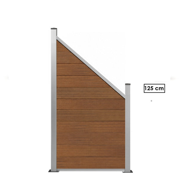 WPC Schrägelement Eleganz B: 180cm H: 90cm oder H: 120cm verschiedene Farben mit kurzem Aluminium-Pfosten