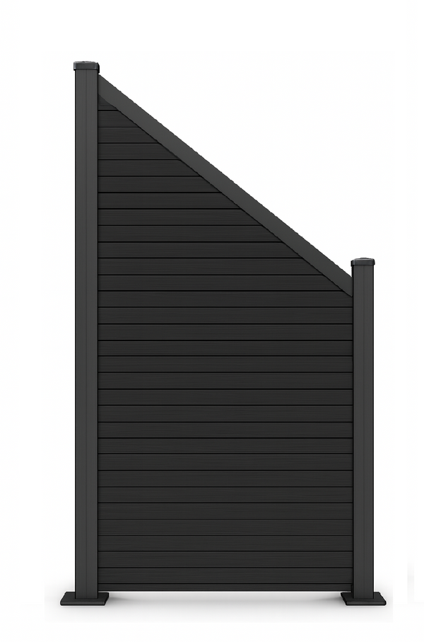 WPC Schrägelement Vertico 180x90cm oder 180x120cm mit kurzem Aluminium-Pfosten in Anthrazit