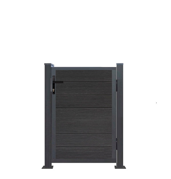 WPC CoEx Tür Bausatz 120 x 90 cm – Gartentor mit Alurahmen Höhe: 1,20m - in Anthrazit
