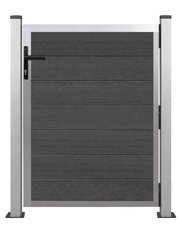 WPC CoEx Tor Bausatz 120x90cm Gartentor mit Alurahmen Höhe 120cm in Silber
