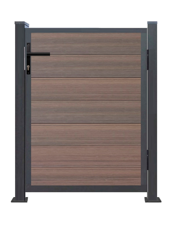 WPC CoEx Tür Bausatz 120 x 90 cm – Gartentor mit Alurahmen Höhe: 1,20m - in Anthrazit