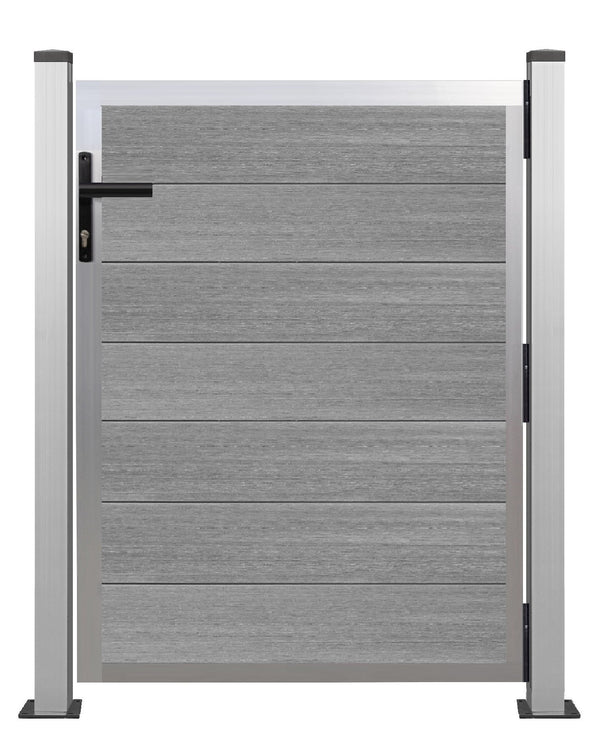 WPC CoEx Tür Bausatz 120 x 90 cm Gartentor mit Alurahmen Höhe: 1,20m in Silber