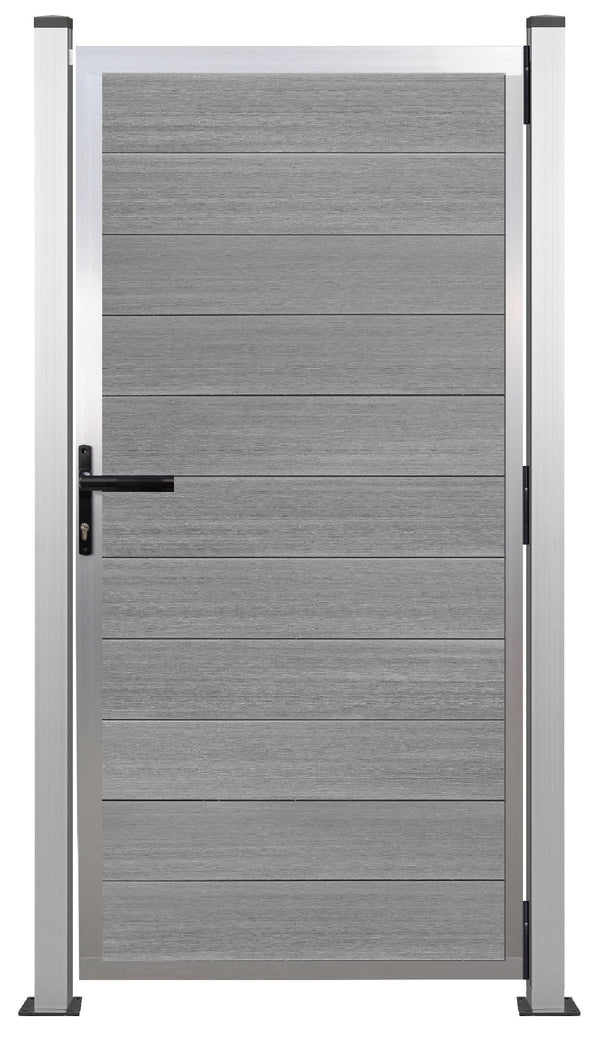 Gartentor Aluminium 180cm x 90cm in Silber Bausatz Komplett-Set mit Schloss