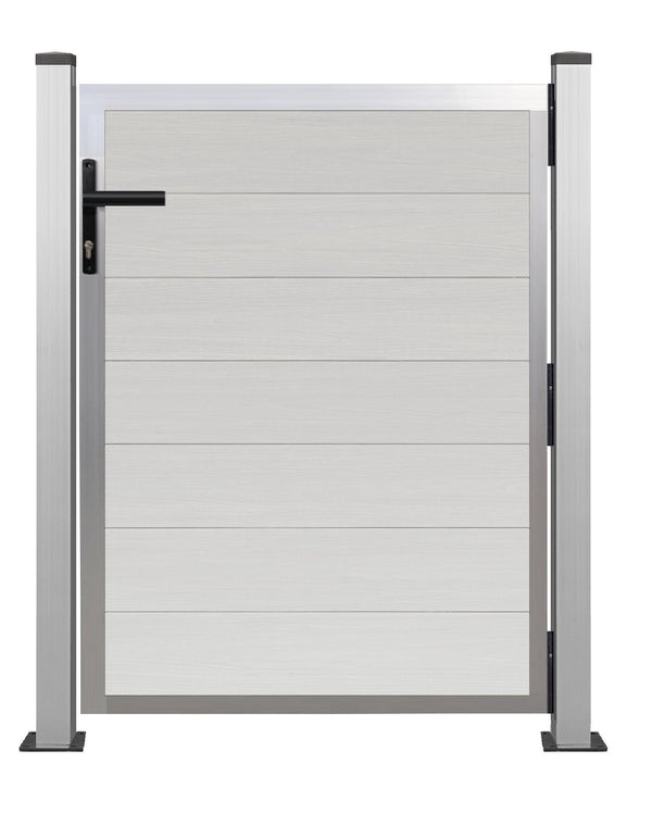 WPC CoEx Tür Bausatz 120 x 90 cm Gartentor mit Alurahmen Höhe: 1,20m in Silber