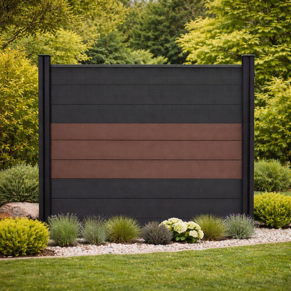 WPC Zaun Classic in Anthrazit Braun 180x180 cm inkl. WPC Pfosten