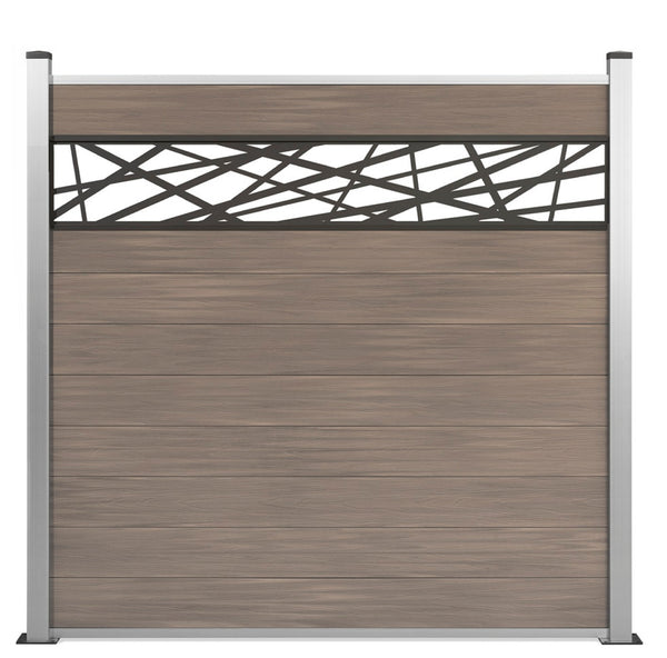 WPC Excellent Sichtschutzzaun Beige mit Dekor Abstrakt Sichtschutz mit Holzoptik