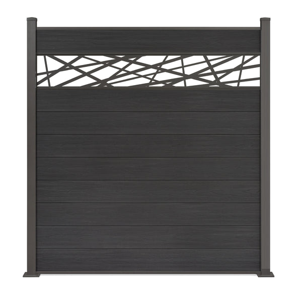 WPC Excellent Sichtschutzzaun Antrazit mit Dekor Abstrakt Sichtschutz mit Holzoptik