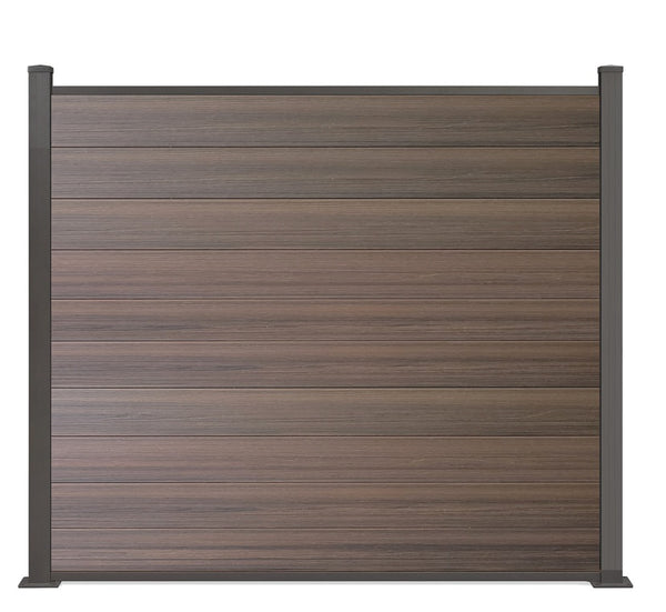 WPC-Zaun von 84cm- 198cm konfigurierbar in verschiedenen Farben inkl. Aluminium Pfosten