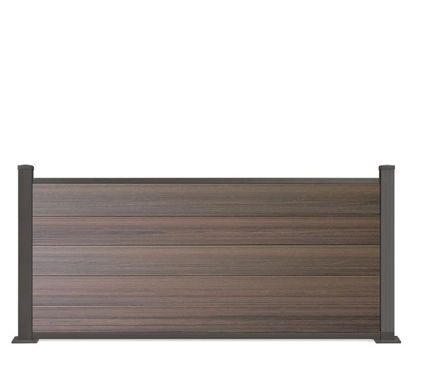WPC-Zaun von 84cm- 198cm konfigurierbar in verschiedenen Farben inkl. Aluminium Pfosten