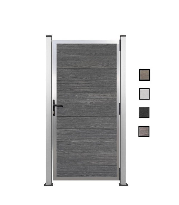Gartentor Aluminium 180cm x 90cm in Silber Bausatz Komplett-Set mit Schloss