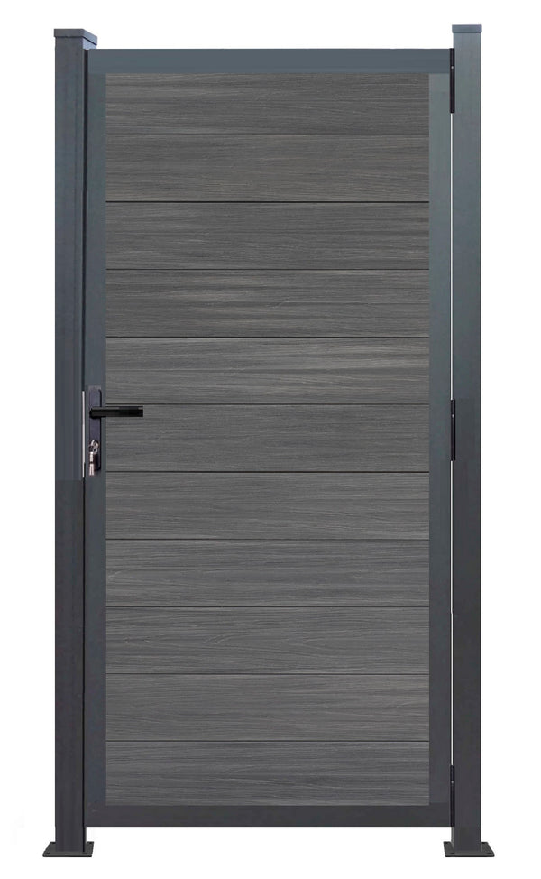 Gartentor Aluminium 180cm x 90cm in Silber Bausatz Komplett-Set mit Schloss
