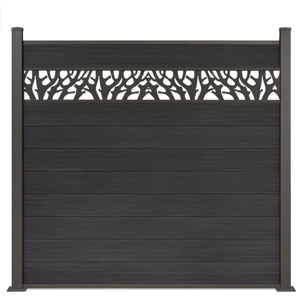 Coex WPC Sichtschutzzaun Excellent in Anthrazit mit 25cm Dekor 175 x 180 cm inkl. Aluminium Pfosten