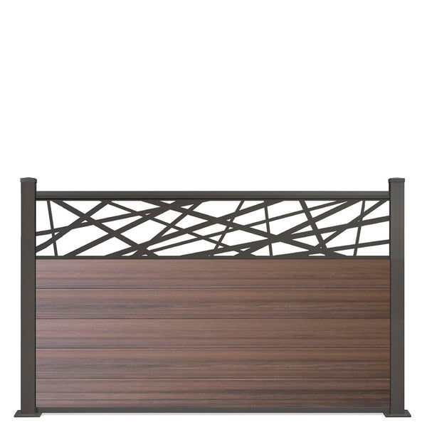 CoEx WPC Gartenzaun mit Dekor 120x180cm inkl. Aluminium Pfosten