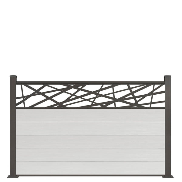 CoEx WPC Gartenzaun mit Dekor 120x180cm inkl. Aluminium Pfosten