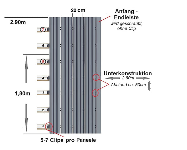 Muster WPC Fassadenverkleidung 21 cm in Grau