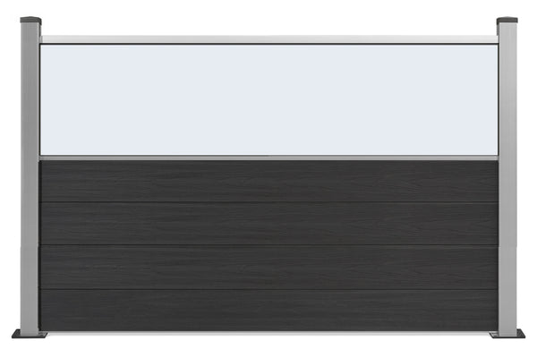 ▶️ Höhe: 1,20m - Gastro-Zaun WPC CoEx - Excellent in Anthrazit mit Plexiglasscheibe 120 x 180 cm