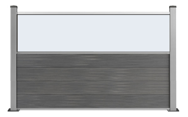 ▶️ Höhe: 1,20m - Gastro-Zaun WPC CoEx - Excellent in Anthrazit mit Plexiglasscheibe 120 x 180 cm