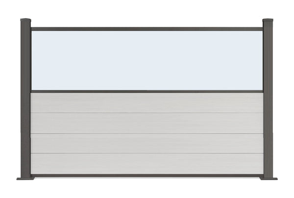 ▶️ Höhe: 1,20m - Gastro-Zaun WPC CoEx - Excellent in Anthrazit mit Plexiglasscheibe 120 x 180 cm