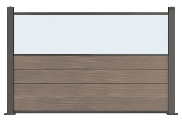 ▶️ Höhe: 1,20m - Gastro-Zaun WPC CoEx - Excellent in Anthrazit mit Plexiglasscheibe 120 x 180 cm