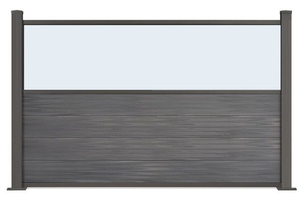 ▶️ Höhe: 1,20m - Gastro-Zaun WPC CoEx - Excellent in Anthrazit mit Plexiglasscheibe 120 x 180 cm