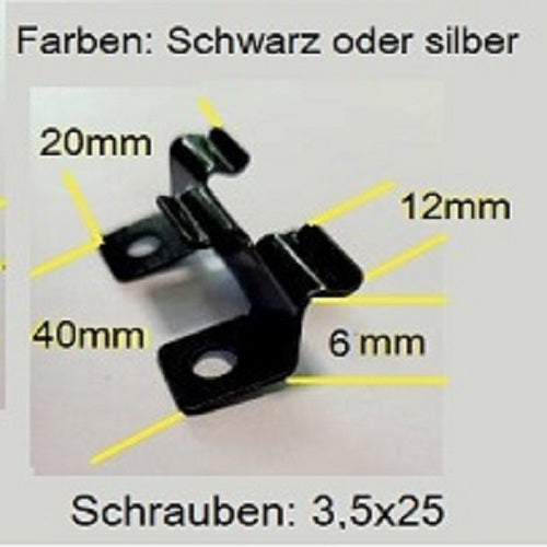 Edelstahl Klammern in Schwarz mit Torx-Schrauben