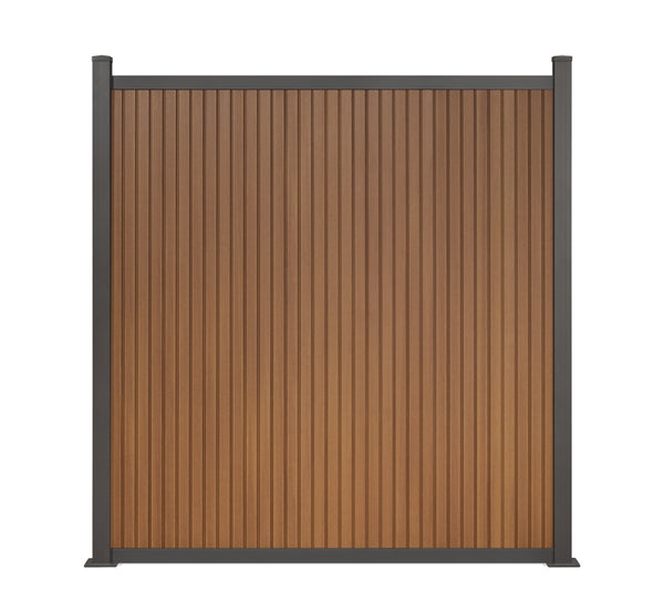 Naboca WPC-Zaun Vertico – Moderner Sichtschutz in Braun | COEX 190 x 180 cm inkl. Aluminium Pfosten