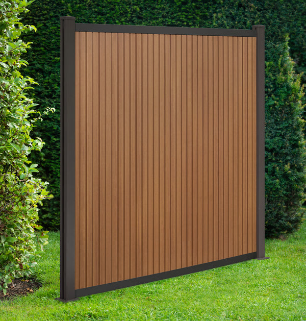 Naboca WPC-Zaun Vertico – Moderner Sichtschutz in Braun | COEX 190 x 180 cm inkl. Aluminium Pfosten