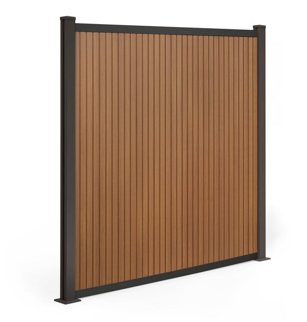 Naboca WPC-Zaun Vertico – Moderner Sichtschutz in Braun | COEX 190 x 180 cm inkl. Aluminium Pfosten