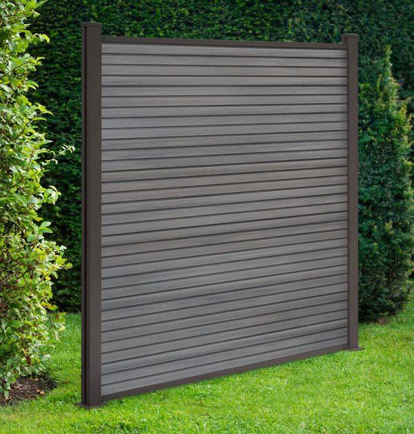 Coex WPC Sichtschutzzaun Vertico in Grau 180 x 180 cm inkl. Aluminium Pfosten