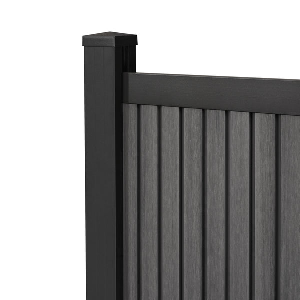 Naboca WPC-Zaun Vertico – Moderner Sichtschutz in Grau | COEX 190 x 180 cm inkl. Aluminium Pfosten