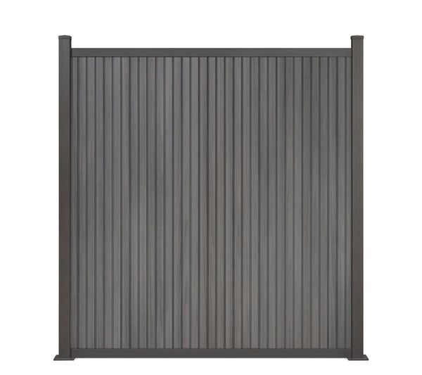 Naboca WPC-Zaun Vertico – Moderner Sichtschutz in Grau | COEX 190 x 180 cm inkl. Aluminium Pfosten
