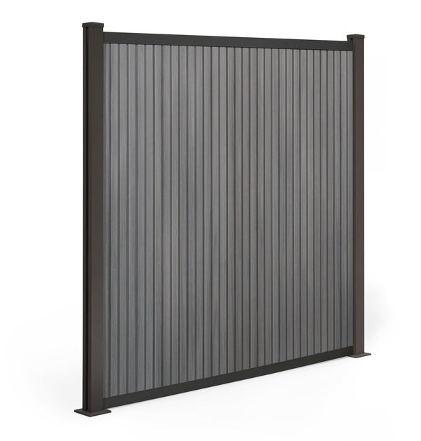 Naboca WPC-Zaun Vertico – Moderner Sichtschutz in Grau | COEX 190 x 180 cm inkl. Aluminium Pfosten