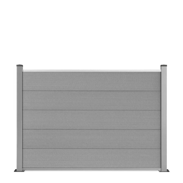 WPC Zaun Nobel Anthrazit/Grau Sichtschutz mit Silberpfosten Höhe: 1,30m