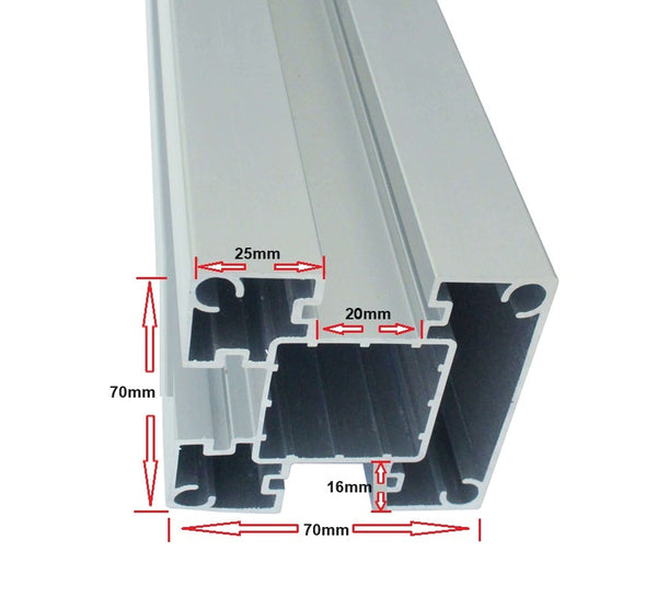 Aluminium Pfosten 1850x70x70mm mit Kappe Abdeckleiste und Bodenhalterung