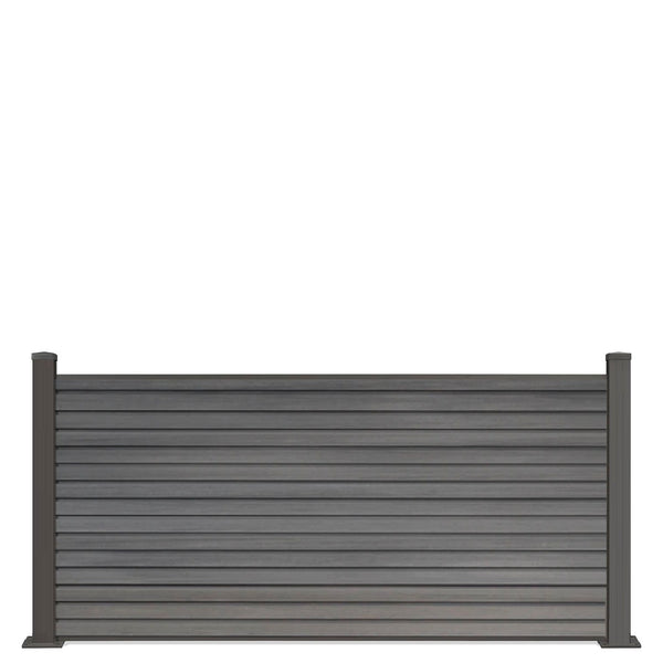 Vorgartenzaun V5 Vertico in Anthrazit, Braun und Grau mit Pfosten in Anthrazit WPC Zaun 84x180cm
