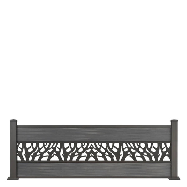 ▶️ Höhe: 0,65m - Coex Vorgartenzaun Excellent in Grau mit Dekor 650x 1800 mm inkl. Aluminium Pfosten