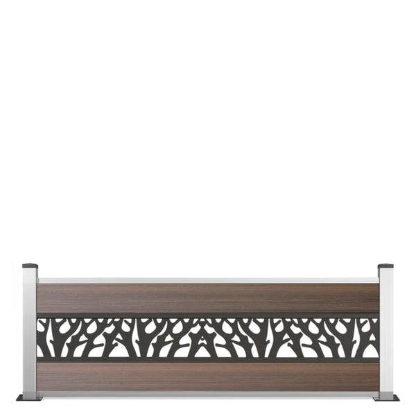 ▶️ Höhe: 0,65m - Coex Vorgartenzaun Excellent in Braun mit Dekor 650x 1800 mm inkl. Aluminium Pfosten