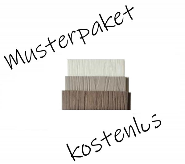 drei kleine Stücke WPC Sichtschutzzaun Paneele beige, weiß und braun