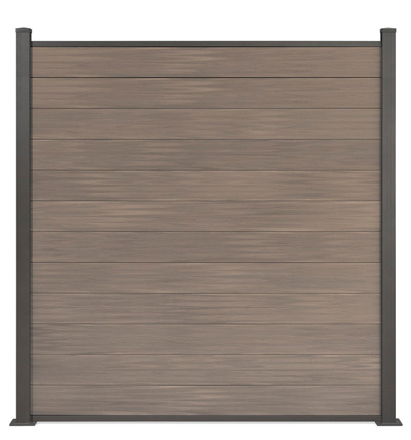 WPC-Zaun von 84cm- 198cm konfigurierbar in verschiedenen Farben inkl. Aluminium Pfosten