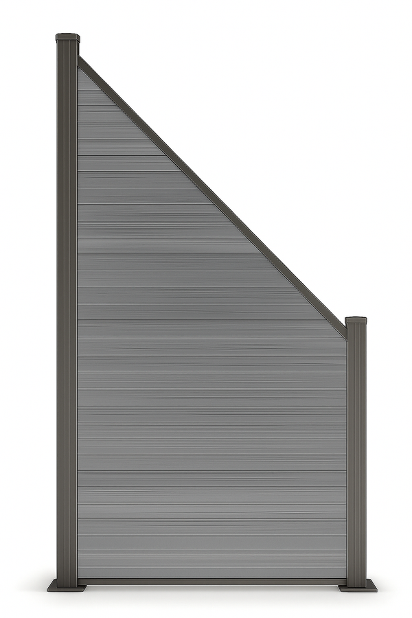 WPC Schrägelement Vertico 180x90cm oder 180x120cm mit kurzem Aluminium-Pfosten in Anthrazit