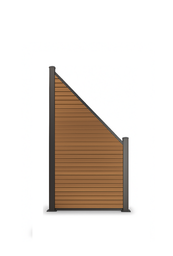 WPC Schrägelement Vertico 180x90cm oder 180x120cm mit kurzem Aluminium-Pfosten in Anthrazit