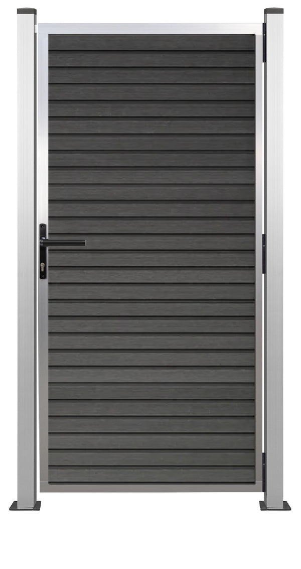 Gartentor Aluminium 180cm x 90cm in Silber Bausatz Komplett-Set mit Schloss