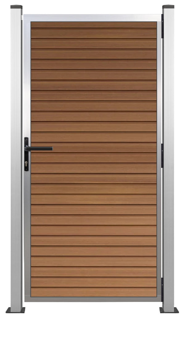 Gartentor Aluminium 180cm x 90cm in Silber Bausatz Komplett-Set mit Schloss