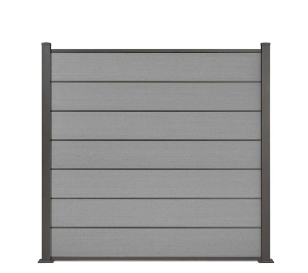 WPC Sichtschutzzaun Lignes Nobel Grau 190x180 cm Set