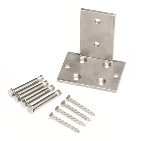 L - Stein Bodenhalterung aus Edelstahl zum Aufschrauben für 70x70mm Aluminium Pfosten