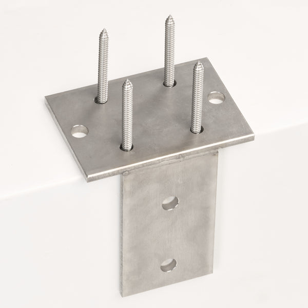 L - Stein Bodenhalterung aus Edelstahl zum Aufschrauben für 70x70mm Aluminium Pfosten
