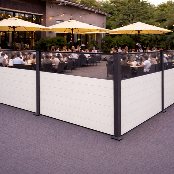 Gastro-Zaun WPC CoEx Excellent in Anthrazit mit Plexiglasscheibe 150x180cm